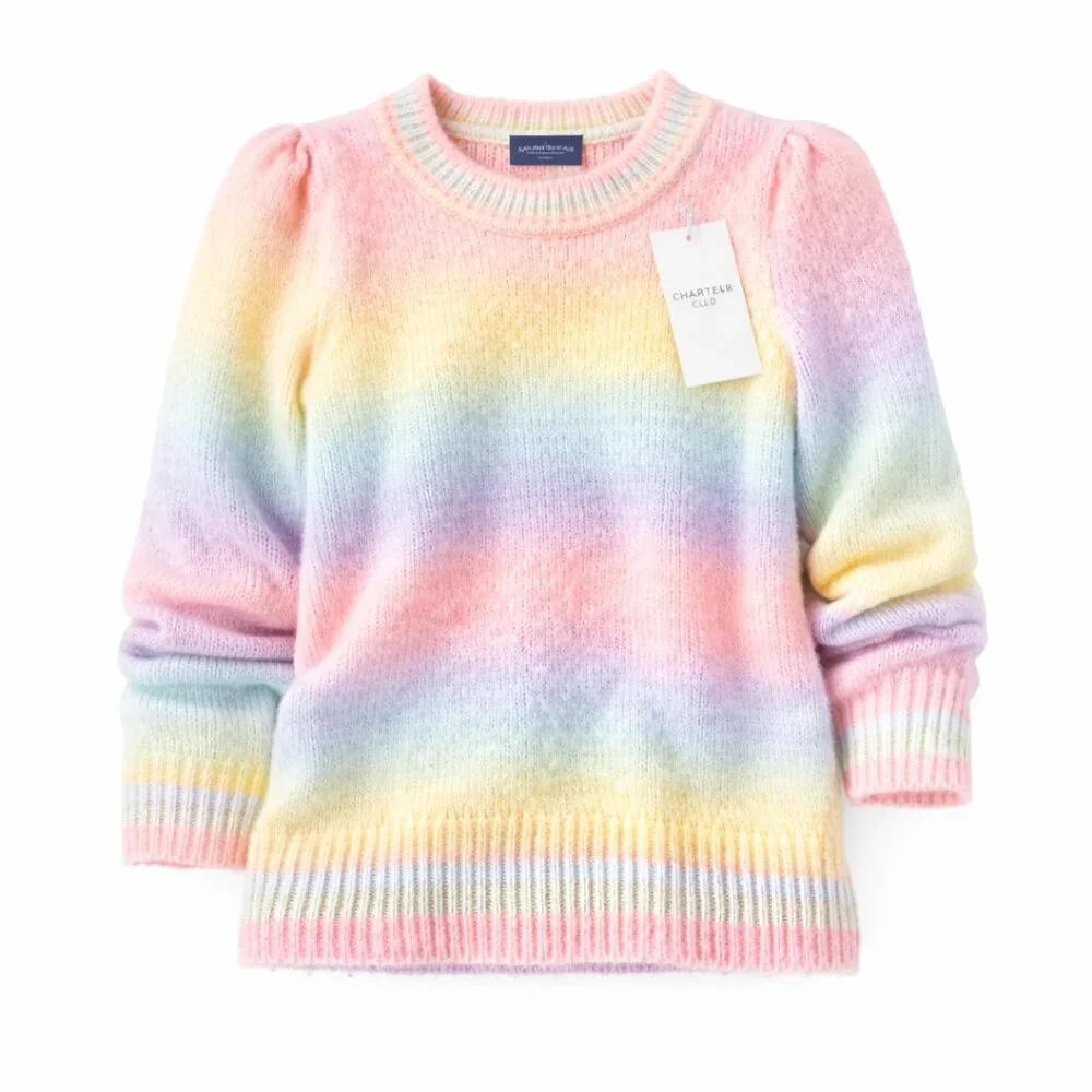 Charter Club Petite Ombre Sweater PS NWT Pastel Rainbow Knit Crewneck Soft Color - Picture 4 of 4